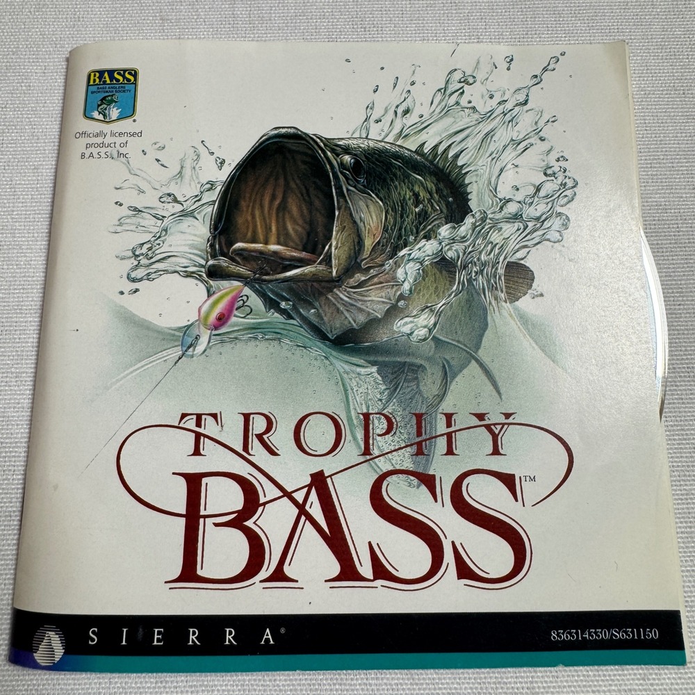 Trophy Bass PC Game '95 Sierra On-Line B.A.S.S. Vintage Fishing Windows Mac